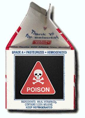 Milk Carton with a Poison Sign on Cover