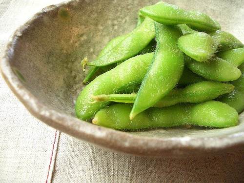 Green Soybeans in a Bowl