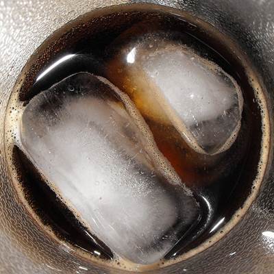 Diet Soda and Ice Cubes in a Glass