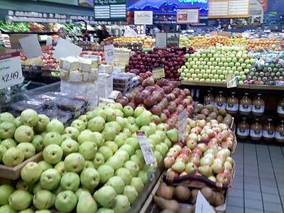 Whole Food Fruit Section in a Grocery Store